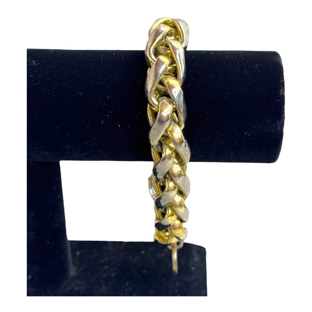 1AR by UnoAerre 18k Gold-Plated Groumette Chain Link Bracelet 8.5" Italy Braided